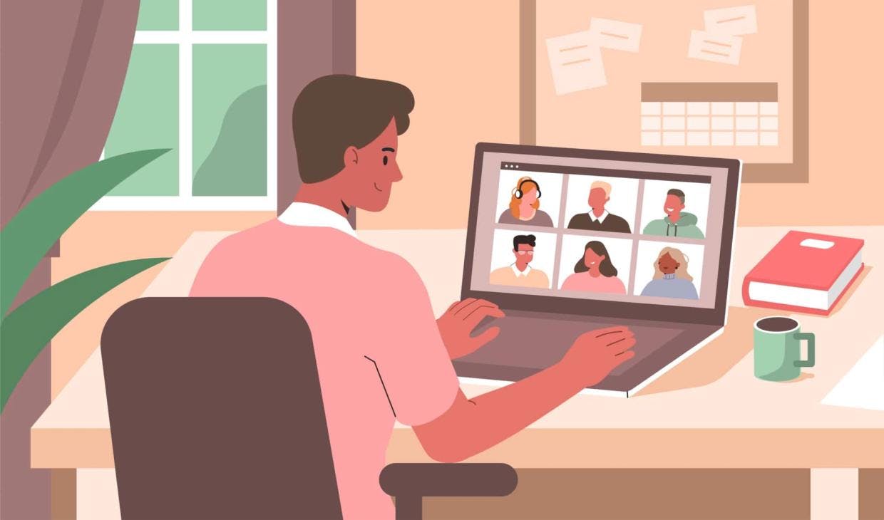 Illustration of a guy at a video call